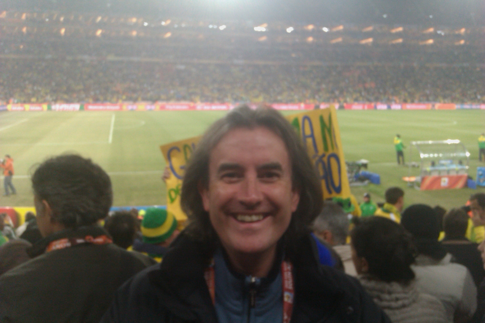 In amongst around 84,000 others - most with vuvuzelas - at Soccer City