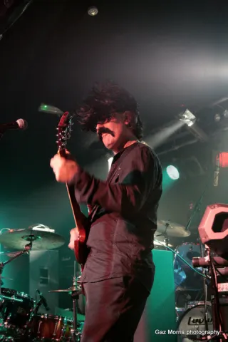 Me as 'Stu' onstage with Ian The Goat sings Black Sabbath - the tosh fell off!!