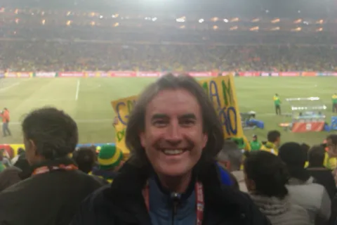 In amongst around 84,000 others - most with vuvuzelas - at Soccer City